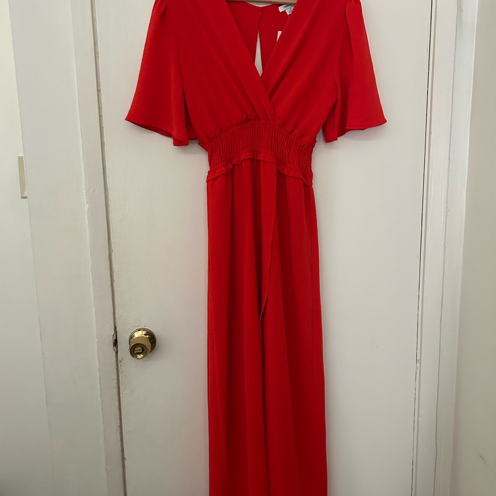 Fraiche by J / Fraiche by J Smocked Flutter Sleeve Tulip Hem Maxi Dress